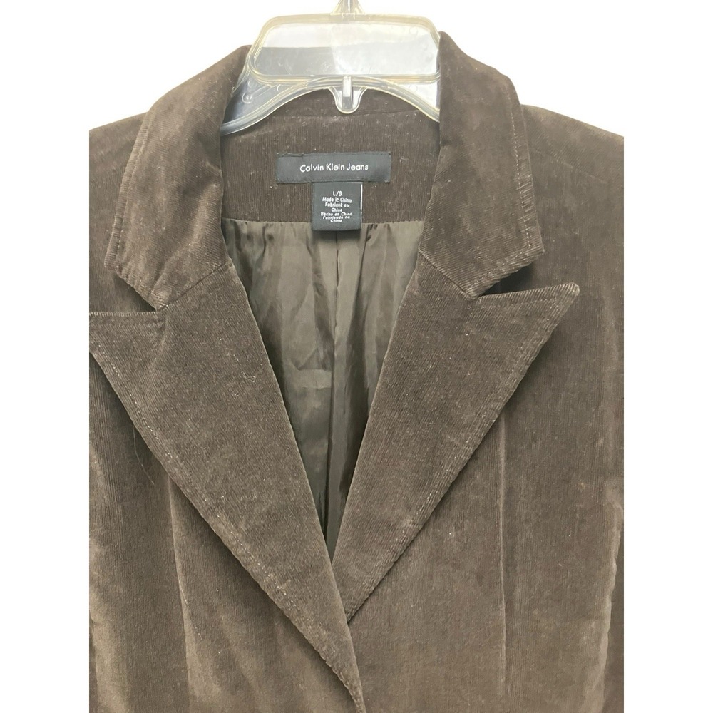 CALVIN KLEIN JEANS Blazer Brown Cotton Corduroy Western Equestrian Preppy Large - Picture 3 of 10